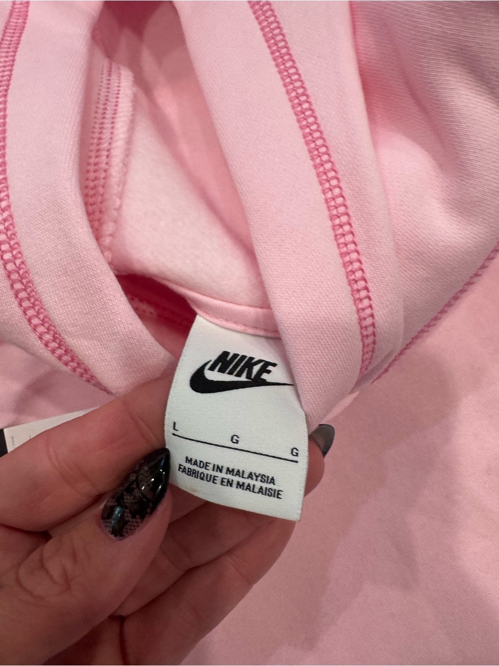 Nike kids Pink Contrast StitchHoodie Sweatshirt NWT Size Large - Picture 4 of 5